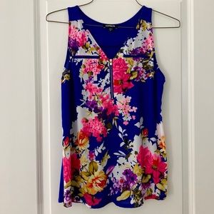 Express Floral Tank Top with Exposed Zipper- Sz M